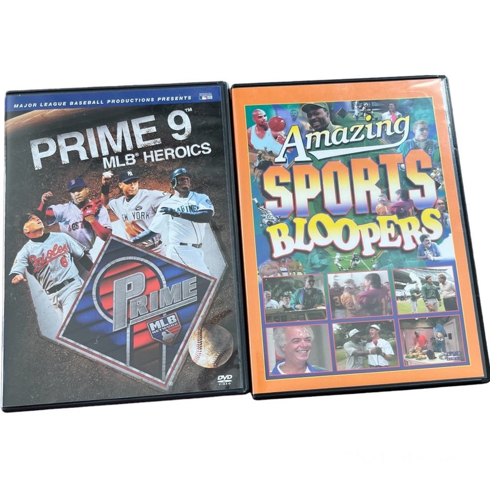 Sports DVD’s Set of Two Prime 9 MLB Heroics Sports Bloopers Baseball Foo…